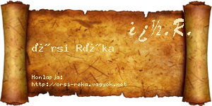 Örsi Réka névjegykártya